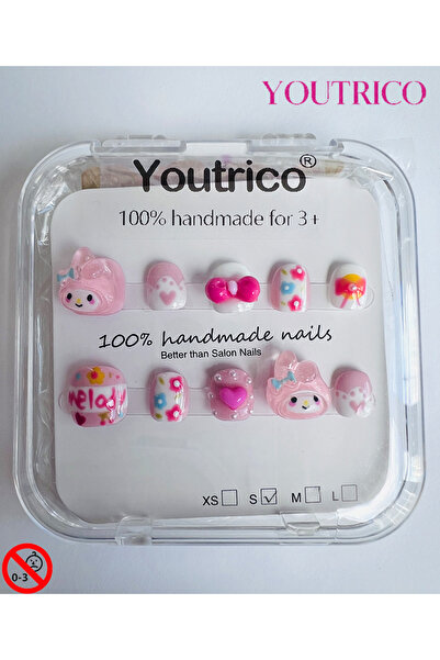 Youtrico أظافر لاصقة للأطفال مصنوعة يدويًا بنسبة 100%، بأنماط كرتونية: خضراء،...