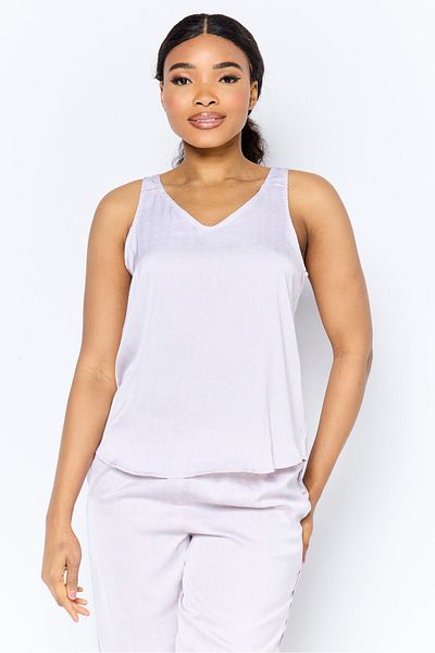 Anne Klein Women 2 Pcs Set Allover Print Pajama, Grey