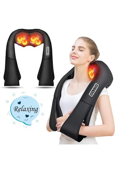 Arabest جهاز تدليك كهربائي للرقبة والظهر، مع حرارة مهدئة، 3 مستويات سرعة، 24 ...