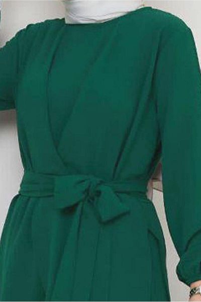 TRENDTESETTÜR بدلة نسائية خضراء (زمردية) مع بنطال وشاح T 3477