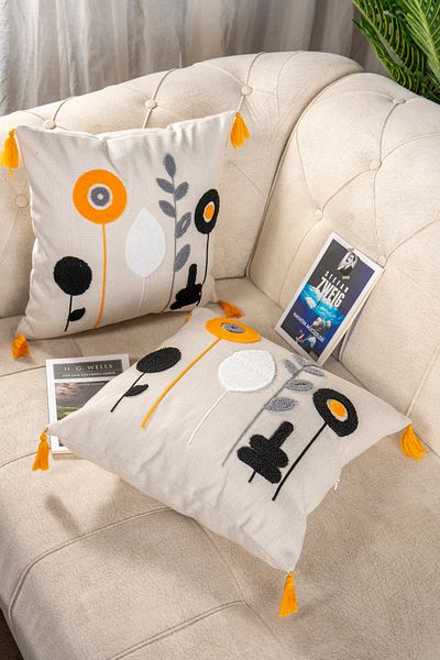 Bade Design 2-Piece Punch Throw Pillow Decorative Pillow Case Multi-Preferred (Linen Fabric) Book Gift