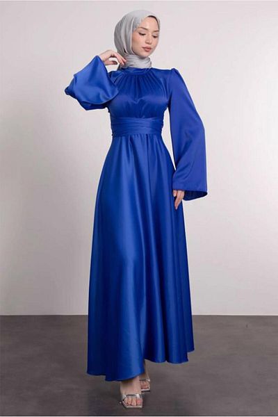 TRENDTESETTÜR Women's Navy Blue (Saks) Buckle Tuxedo Evening Dress t 5016