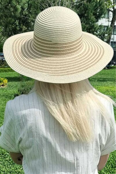 Mood Agenda Ženska široka oboda Prugasto slamnati letnji šešir za plažu