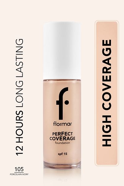 Flormar Perfect Coverage Dense Concealer Water-Based Foundation (PINK BOTTOM TONE) -105 Porcelain Ivory -8682536058223