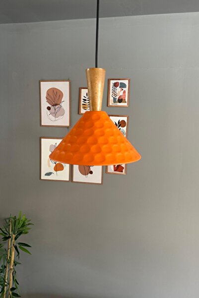 Bamyum Rumy Turuncu Tekli Avize Huni Başlık Sarkıt Ofis Showroom Salon Mutfak Avizeleri