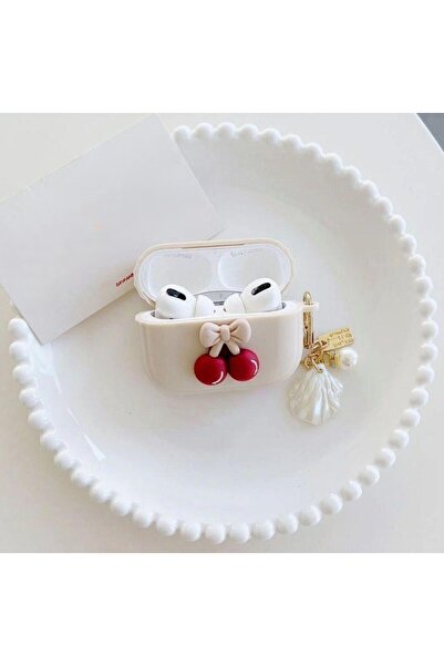 UnDePlus Apple Airpods Pro 1. / 2. Nesil Uyumlu Kılıf Kalp Leopar Taş Kiraz Desenli Fiyok Tutmalı Kılıflar