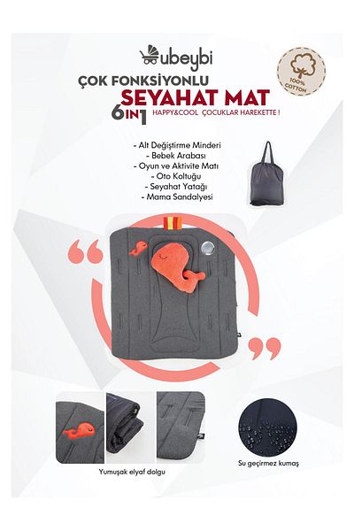 TEGA Baby Stroller Cushion, Lumbar Support, Double Sided, Multi-Purpose Travel Mat