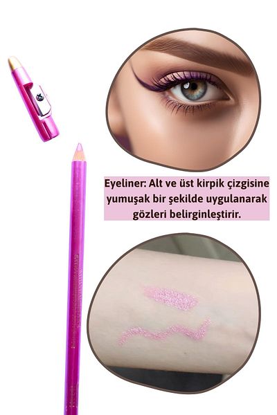 Melien 1Pcs Pink Red Waterproof Lip Eyeliner Pencil under Eye Brow Dyeing Makeup Pen Set