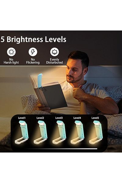 COOYA LED Clip-on Book Light,30-min Timer, 3 Colors&5 Brightness Adjustable,for Reading in Bed