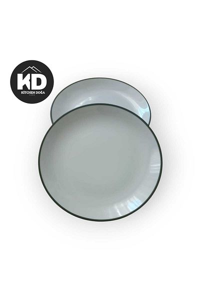 Kütahya Porselen 27 cm Green Mesh 2-Piece Serving Plate