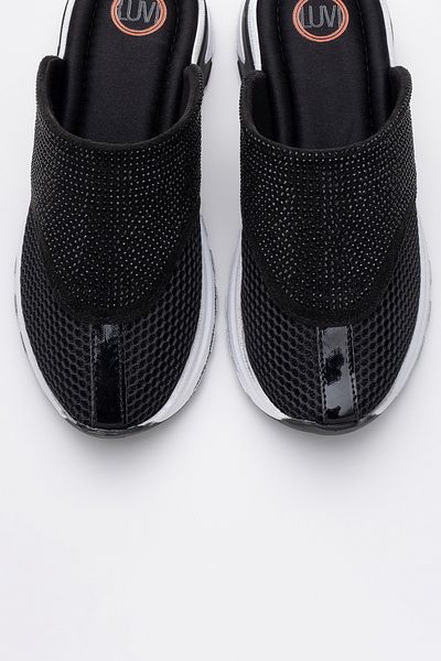 LuviShoes Papuci de damă GLEA Black Stone Mesh cu vârf închis