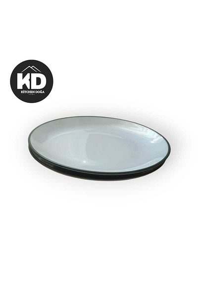 Kütahya Porselen 27 cm Green Mesh 2-Piece Serving Plate