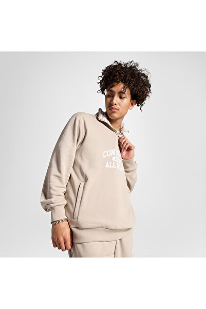 Converse Classic Sport Yarım Fermuarlı Erkek Bej Sweatshirt