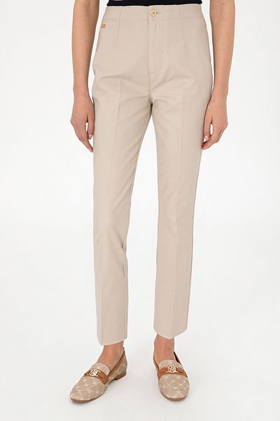 U.S. Polo Assn. Women's Stone Slim Flare Cropped Fit Canvas Trousers 50301156 -Vr049