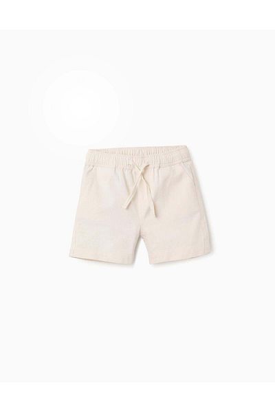Ziddy Cotton and Linen Shorts for Baby Boys, Beige