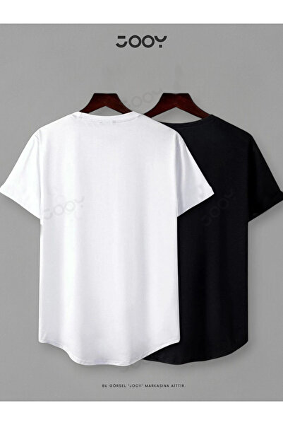 Jooy Company Brooklyn Jc Baskılı Siyah Beyaz Oval Kesim Tshirt 2'li Set