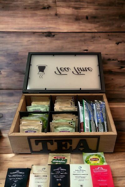 woodline 5 Compartment Wooden Tea Box