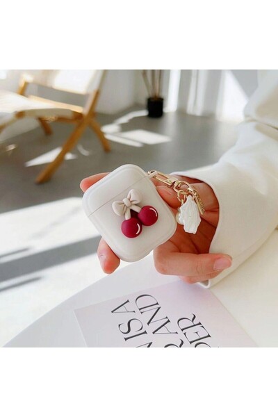 UnDePlus Apple Airpods 4. Nesil Uyumlu Kılıf Kalp Leopar Taş Kiraz Desenli Fi...