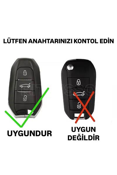 YıldızTuning Peugeot 3008 Key Case Without Sustas Black-Gold