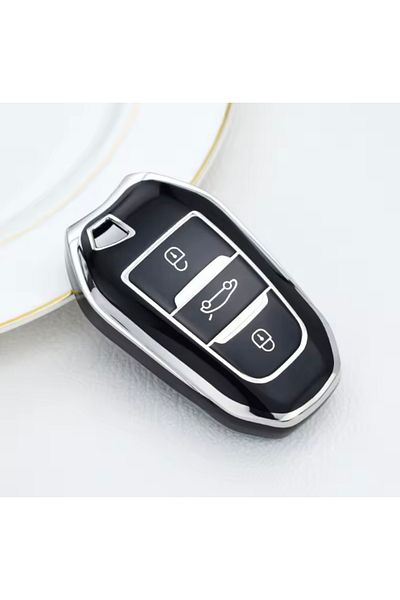 YıldızTuning Peugeot 2008 Key Case Without Sustas Black-Silver