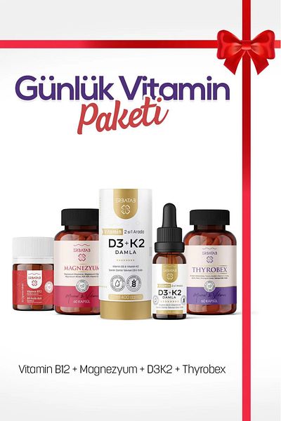 Erbatab Thyrobex D3K2 B12 مغنيسيوم - عبوة فيتامين يومية