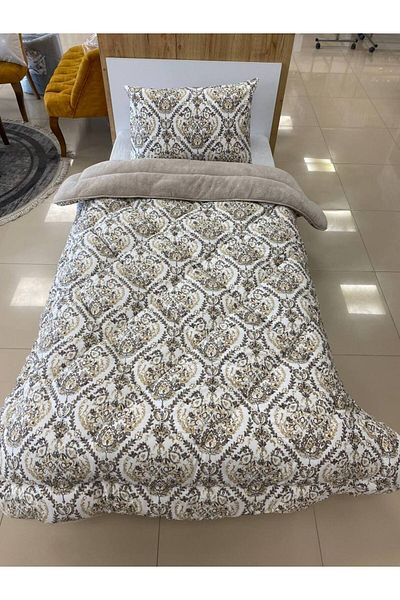 argehome Single Double Sided Luxury Welsoft Elite Quilt Soft Fleece Quilt and Pillow Case Aksu Beige
