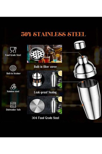 COOYA 23-Piece Cocktail Shaker Set, Stainless Steel with Acrylic Stand, Suitable for Mixed Drinks, Bar