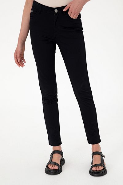 U.S. Polo Assn. Women's Black Toothpick Fit Canvas Trousers 50299110 -Vr046