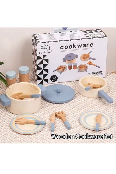 Choice Cookware Set Wooden Children's Simulation Kitchen Toys, Early Education Educational Toys, Simulation
