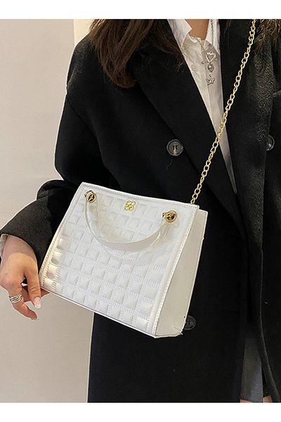 ETG Women's Fashion Checkered Shoulder Chain Bag