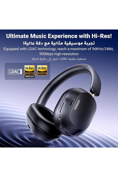 Ugreen Max5C Over-ear Headphones Wireless, 75H Playtime, Adaptive Noise Cancelling, Foldable Earphones