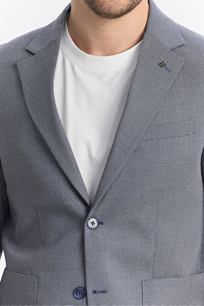 Frappoli Zenova Erkek Siyah Yarım Astarlı Torba Cepli İlkbahar-Yaz Spor Blazer Ceket