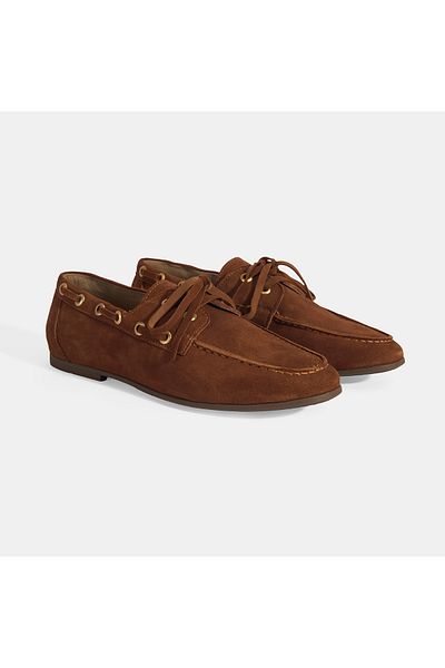Desa Limited Edition Women's Tan Suede Loafer with Lacing Detail