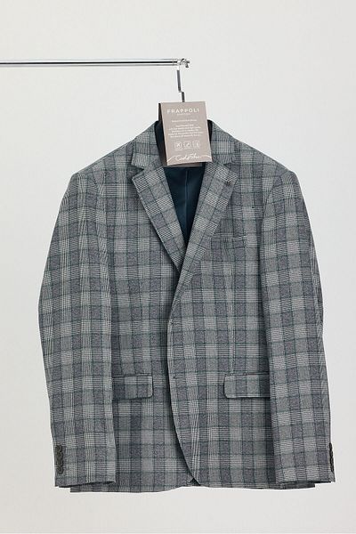Frappoli Vegas Men's Black-Green Plaid Polyviscon Fabric Sports Blazer Jacket (Large Size-Oversize)