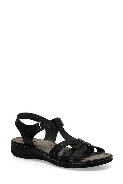 Polaris 158589.Z5Fx Black Women's Flat Sandals