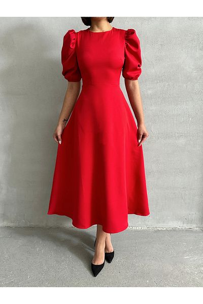 BEJNA Women's Red Watermelon Sleeve Dress