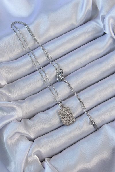 norsary 316L Steel Chain Silver Color Zircon Stone Pole Star Vintage Necklace