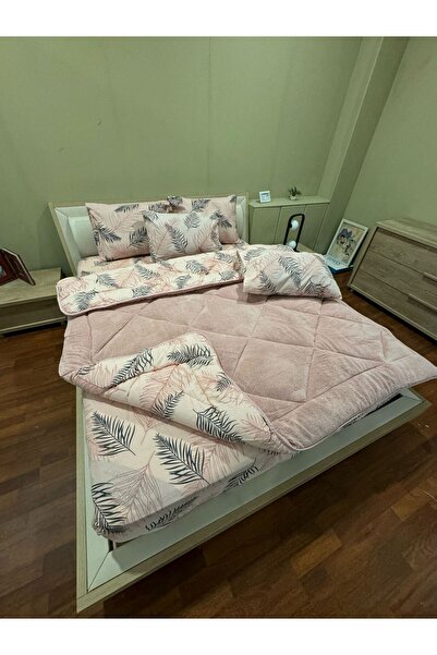 Violacasa Çift Kişilik Welsoft Pufidik Uyku Seti (LASTİKLİ ÇARŞAFLI) Pudra Tüy