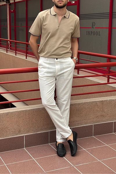 inpool Men, Slim Fit, Casual-Daily, Linen Woven, Cotton, Seasonal Trousers 301