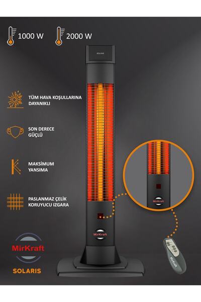 Mirkraft Solaris 2000 W Karbon Elektrikli Isıtıcı –gösterge - Uzaktan Kumandalı - 2 Isı Ayarı