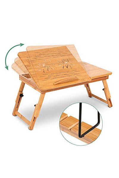 COOYA Lap Desk- Fits up to 15.6 Inch Laptop Desk, Foldable Bed Tray Breakfast Table with 4 Angles