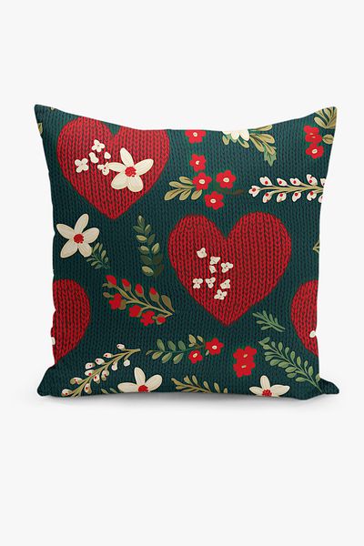 Filamente Double Sided Digital Printing Throw Pillow Cover Knitted Look Floral Pattern