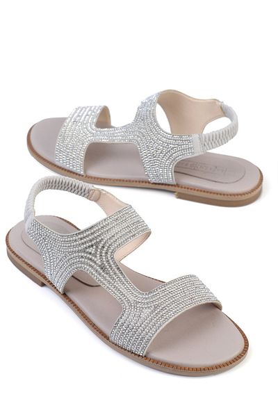 KARVENSHOES Leather Silver Stone Sandals 601