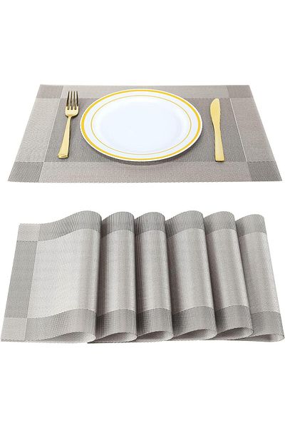 COOYA Placemats Set of 6, Heat Resistant Table Mats 45*30cm, Washable Placemats, Non-Slip PVC Table Mats