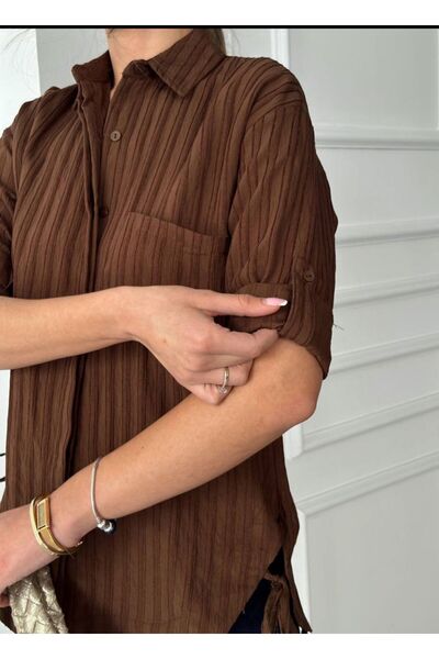 ABOUT US Райена риза с свободна кройка от муселин #2083