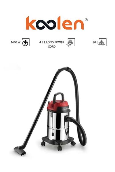 Koolen Wet & Dry Vacuum Cleaner - Stainless Steel Barrel - 806101008 - 20 L - 1600 Watt