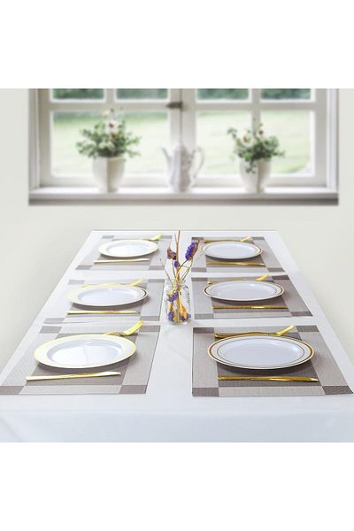 COOYA Placemats Set of 6, Heat Resistant Table Mats 45*30cm, Washable Placemats, Non-Slip PVC Table Mats