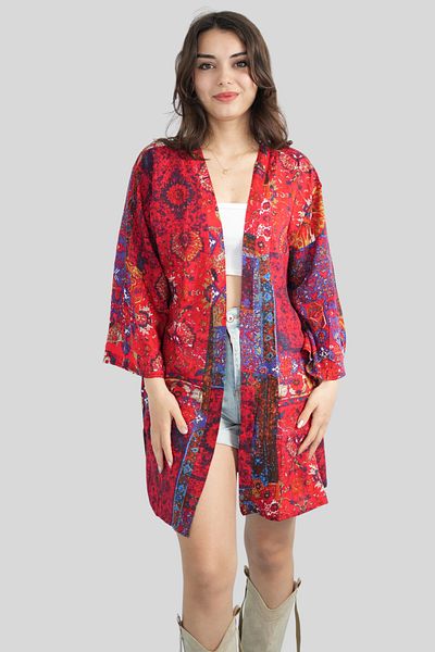 Miss Boheme Red Patterned Kimono