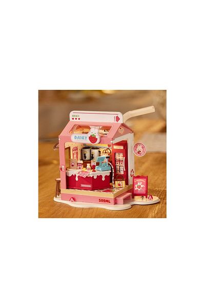 Rolife 3d Puzzle, Mini Box Of Strawberry Milk, Wood, , 73 Pieces