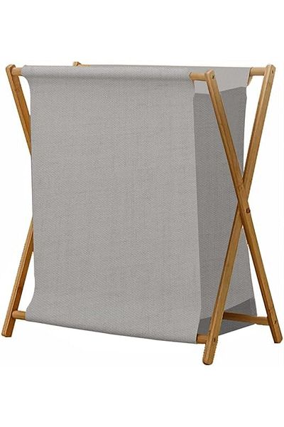 COOYA Bamboo Laundry Cart w/ Removable Liner Bag, Foldable X Frame